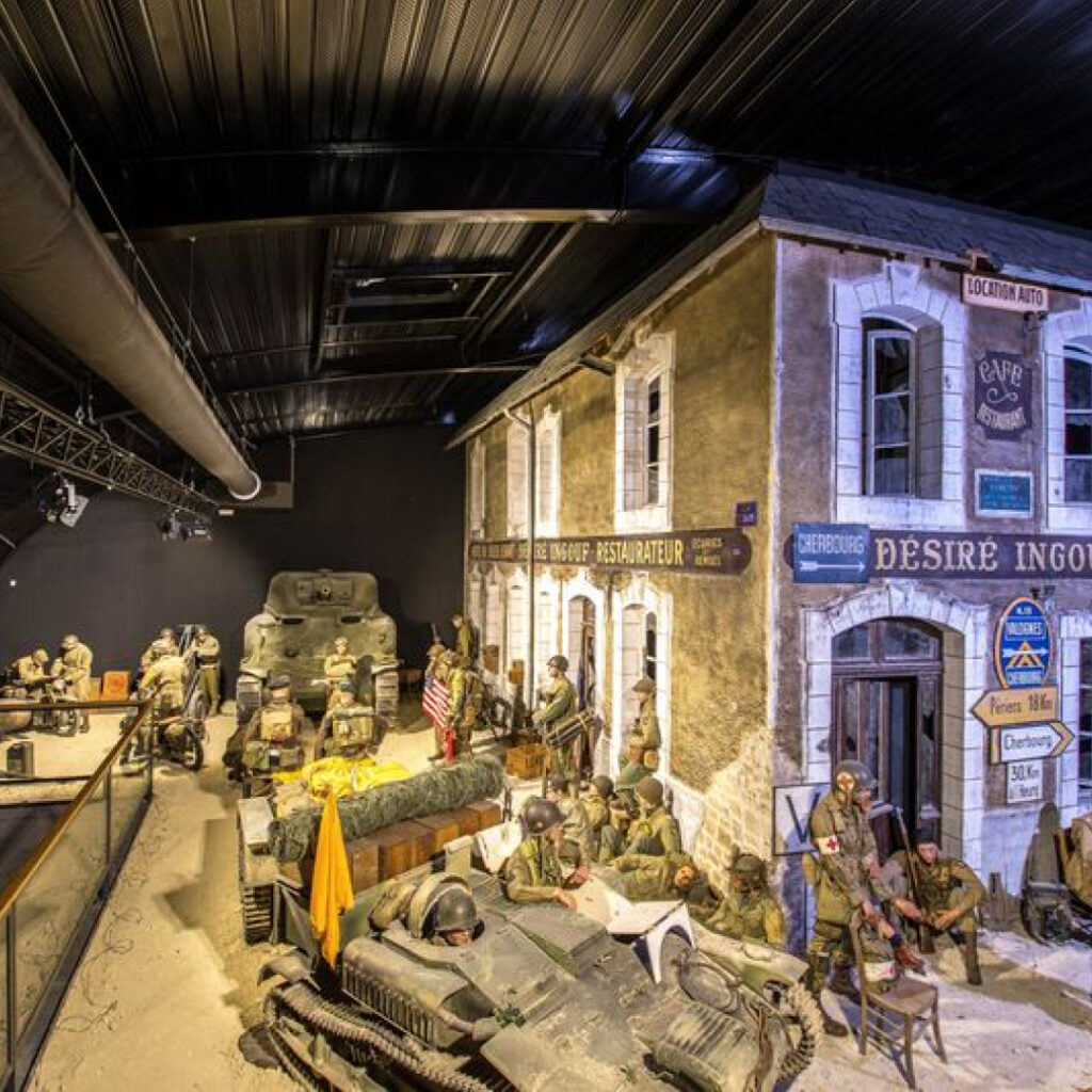 Musée D-Day Experience en Normandie. Maquette. Reproduction d'un village en Normandie pendant le débarquement de la seconde Guerre mondiale.